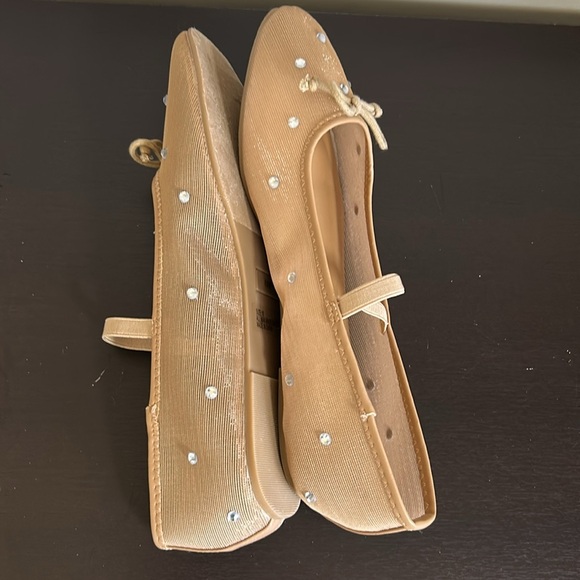 Lulus Miliah Light Nude Mesh Rhinestone Ballet Flats Sz 10 NEW - Picture 8 of 10